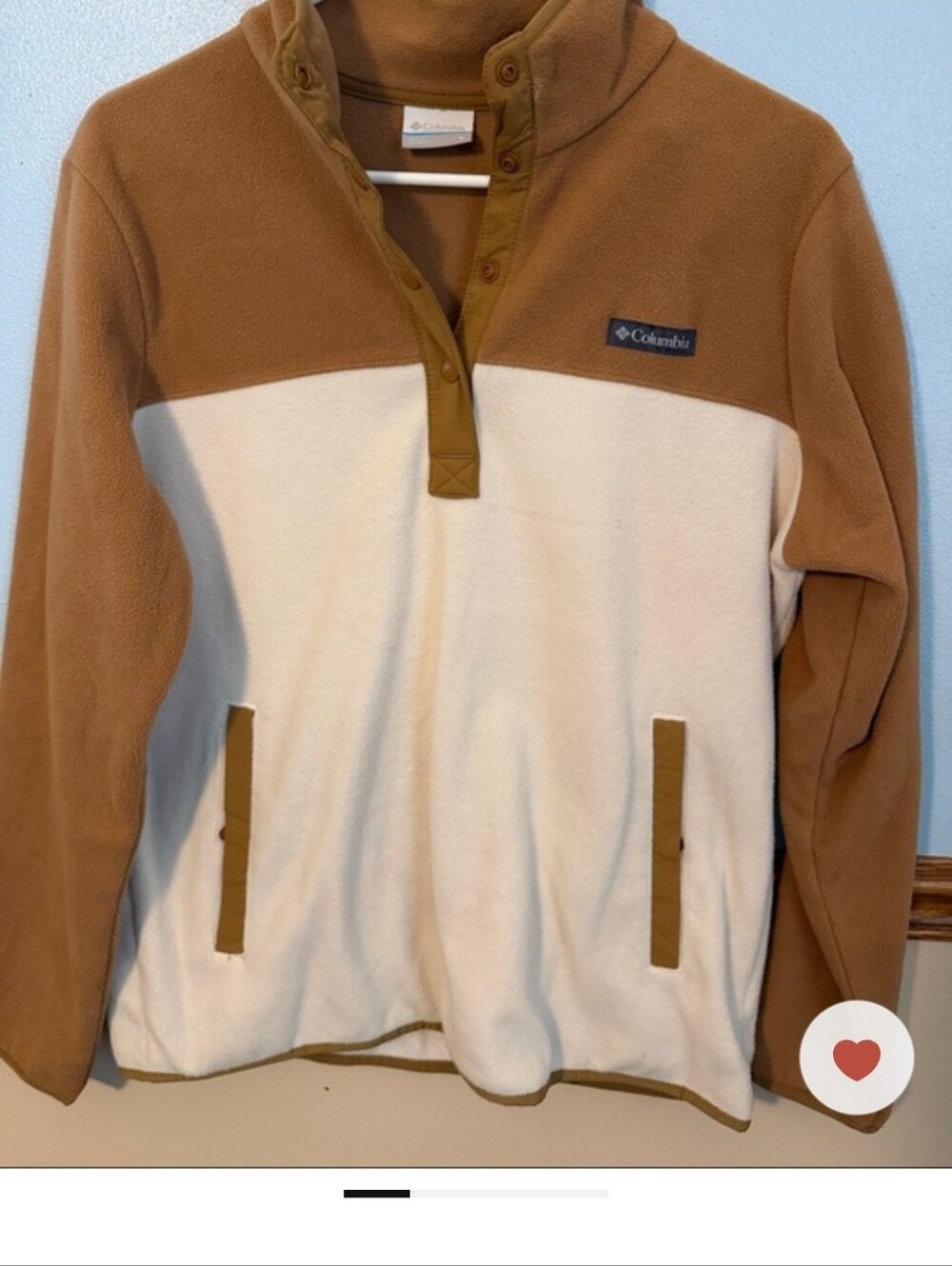 Columbia Women’s Two-Tone Fleece Snap Pullover - Tan & Cream Size Large